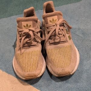 Adidas Tan and Gold Sneakers